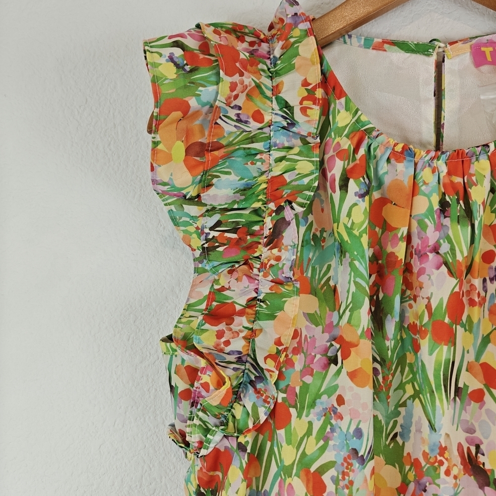THML NWT Garden Floral Mini Ruffle Sleeve Dress Size Small - Picture 9 of 16